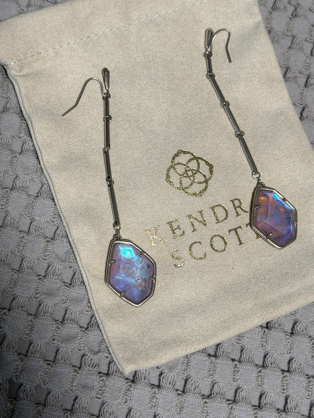 Kendra Scott Iridescent Blue-Purple Long Dangle Earrings
